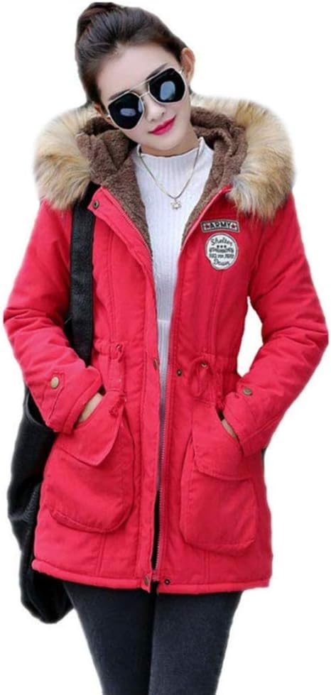 Yudesundo Down Padded Jackets for Women - Parka Winter Wear Overcoat Warm Waist Slim Fit Full Zipped Casual Faux Fur Lined Long Jackets