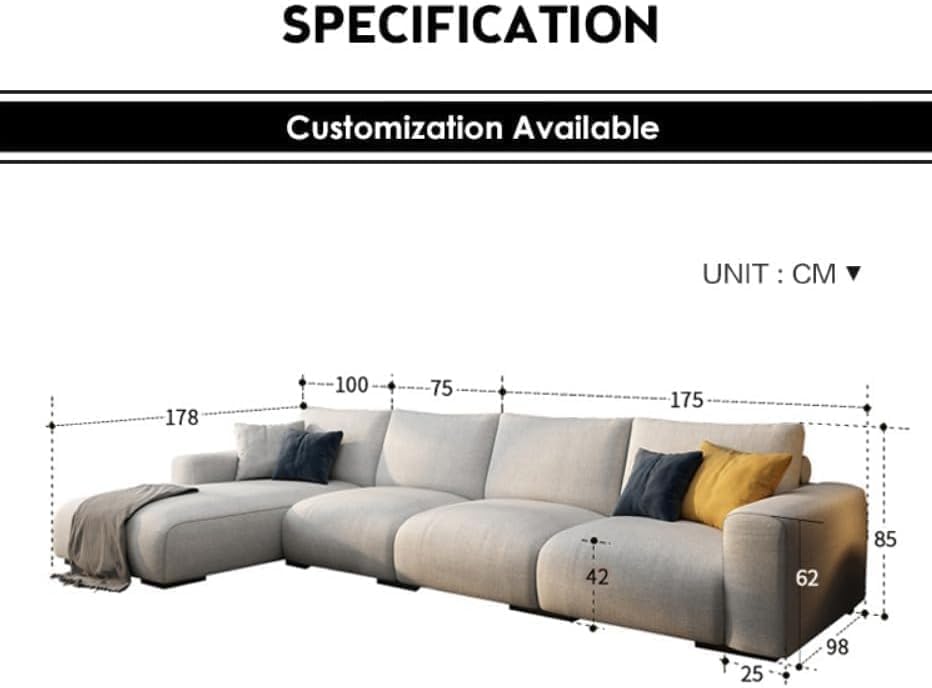 COMFYNEST Nordic-Inspired Comfort Living with Our Modern L-Shape Sofa a Stylish and Inviting Centerpiece for Your Contemporary Space (Light Taupe, Left) - Light Beige