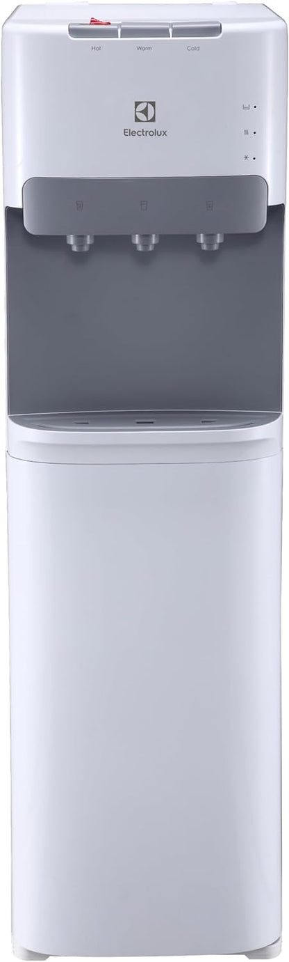 Electrolux Bottom Loading Water Dispenser, Hot Cold and Ambient Temperature, European Quality Floor Standing Water Cooler with LED Indicator, Child Safety lock, Best for Home/Office, White-EQAXF1BXWG