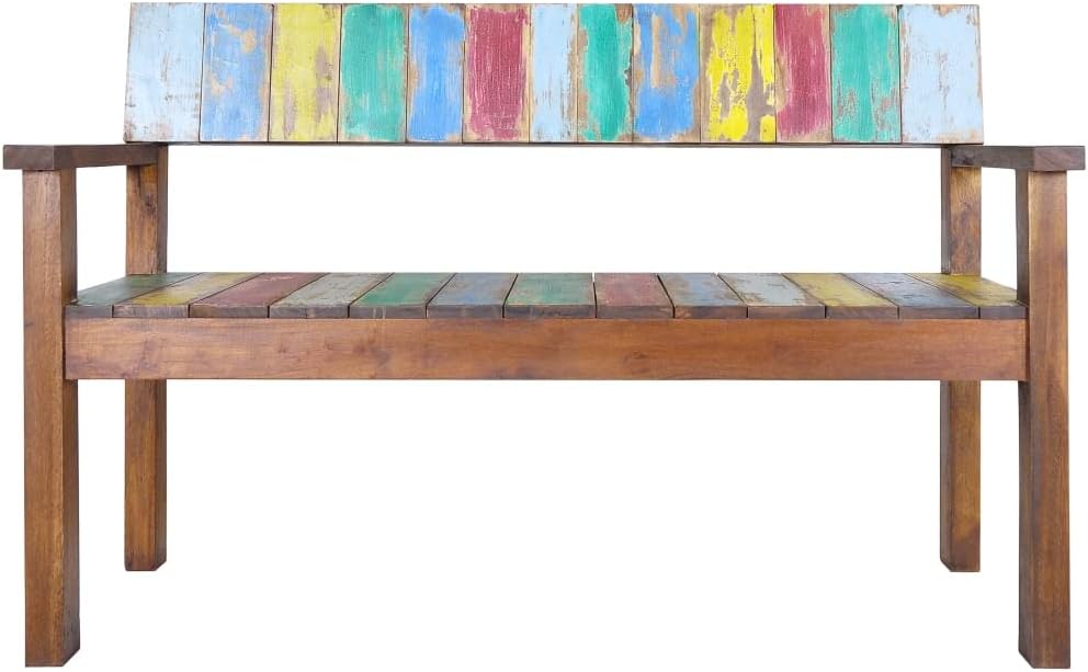 vidaXL Bench 115 cm Solid Reclaimed Wood Indoor Outdoor Furniture Accessories Set Wooden Hallway Sofa Entryway Bench Unit Multicolour