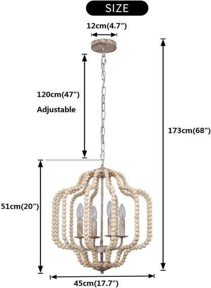 Oninio Modern Wooden Beads Dandelion Chandelier, Firework Pendant Lighting, 8-Lights Sputnik Ceiling Hanging Light Fixture for Living Room Dining Room Bedroom Kitchen Foyer(G9 Base,Bulb NOT included）