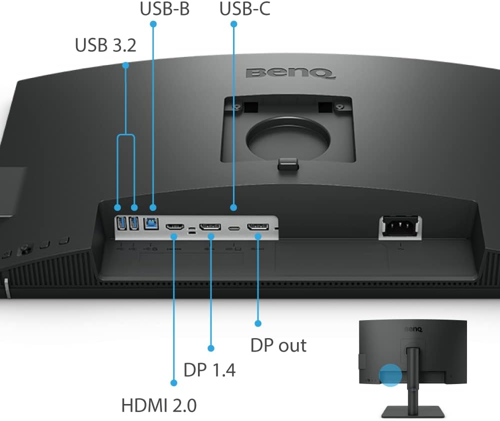 BenQ PD3205UA 32-inch Ergo Arm 4K Monitor, UHD, sRGB, Rec.709, HDR10, IPS, AQCOLOR Technology, USB-C, Factory-Calibrated, Hotkey Puck G2, KVM, Color Mode, DualView