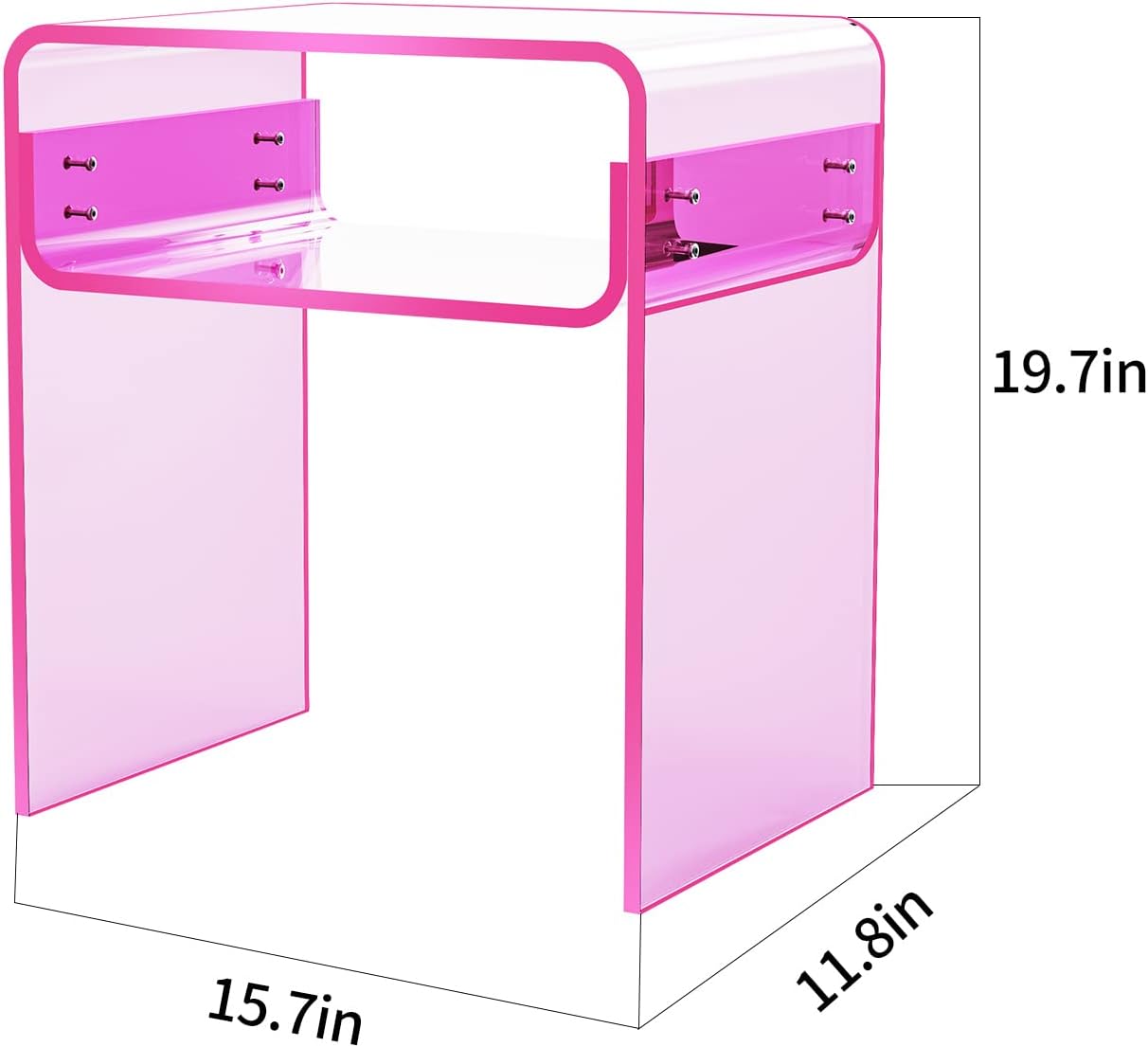 solaround Acrylic Side Table, Nightstand U-Shaped Bedside Table for Bedroom Living Room, 30 * 40 * 50cm, Clear