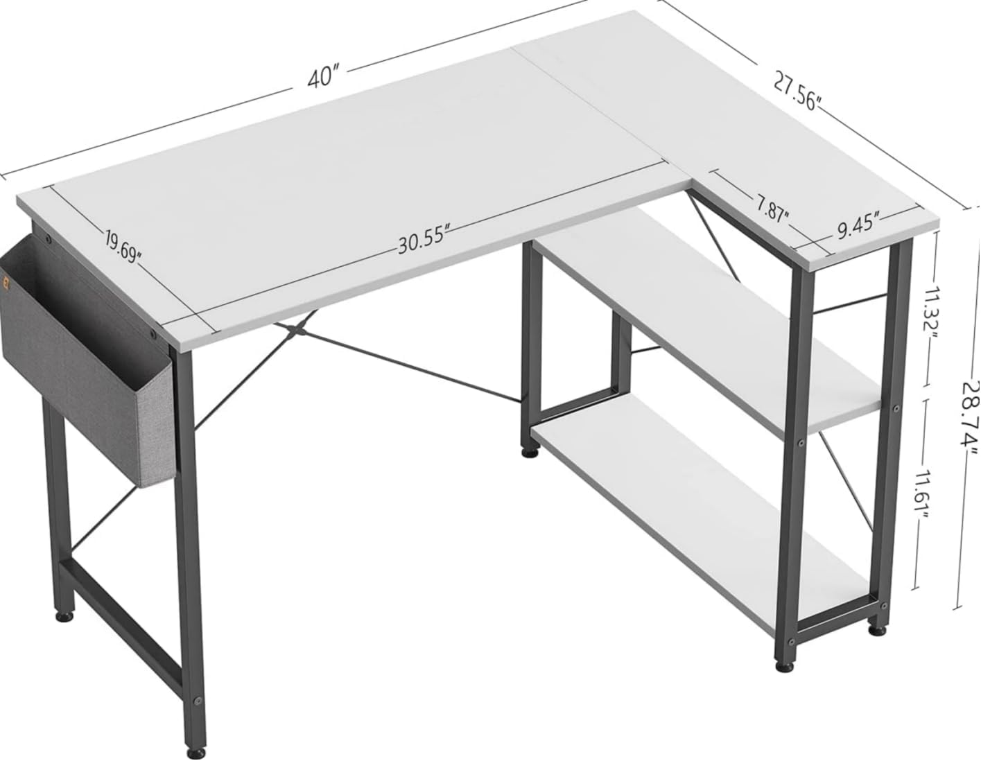 ZUIHAO 4 Tier Study Table with Bookshelf for Home Office,100 * 45cm Writing Desk Workstation,Beige