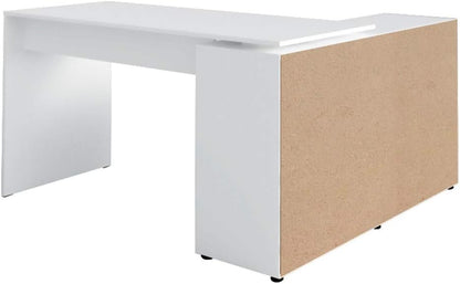 Artany Nero Corner Desk, White, L Shaped, 8 Storage Organizing Shelves - W 140 X D 130 X H 75 cm