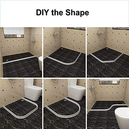 New Collapsible Threshold Water Dam -Bathroom Water Stopper Flood Shower Barrier Dry And Wet Separation Collapsible Shower Threshold (2M, Grew)