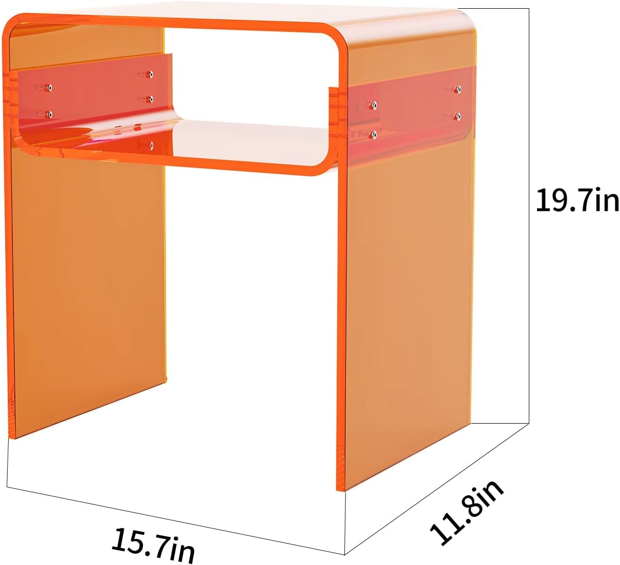 solaround Acrylic Side Table, Nightstand U-Shaped Bedside Table for Bedroom Living Room, 30 * 40 * 50cm, Clear