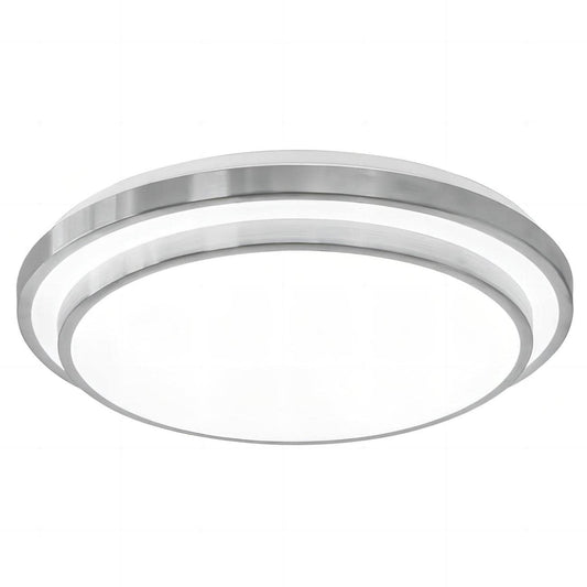 HUA QIANG WANG Flush Mount Double Layer Silver Ceiling Lamp, 3-color Modern Simple Round LED Ceiling Lights for Bedroom Living Room Dining Room (40cm)