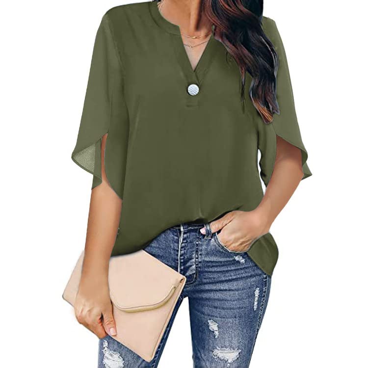 Womens Clothes Fashion Women Shirt V Neck Shirts Summer with Short Sleeve