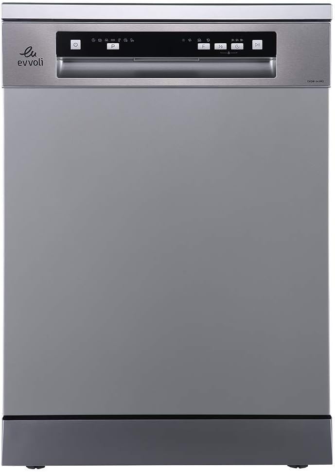 evvoli Dishwasher 12 place setting, 6 programs, 2 Rack Levels, 11 L,High Energy Efficiency, Quiet, Silver EVDW-122S