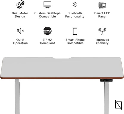 Navodesk Height Adjustable Standing Desk Workstation, Bluetooth Enabled White Frame + Top (White Oak, 120 x 76 CM)