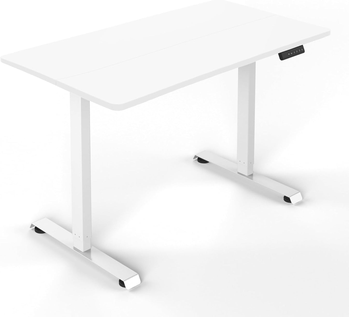 FOXBY TECH Electric Sit Stand Desk 55 x 24 Inch, Height Adjustable 70-114cm Standing Desk with Powerful Motor and 3 memory keys, Spacious Surface (All White Full Board)