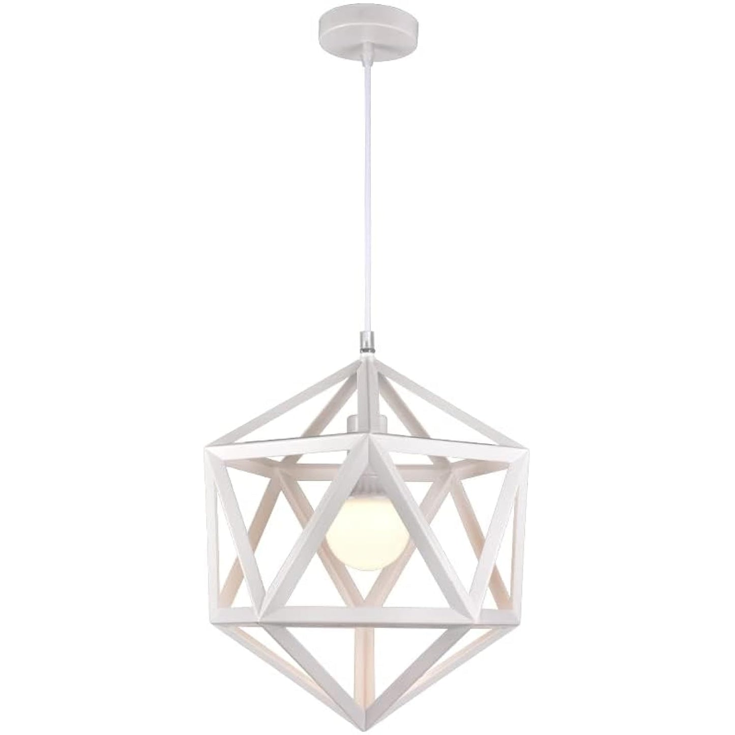 HUA QIANG WANG Industrial Pendant Light Diamond Shape 1-Light Adjustable Height Black Metal Hanging Lamp Vintage Farmhouse Ceiling Light Fixture for Kitchen Island Dining Room Living Room Bedroom