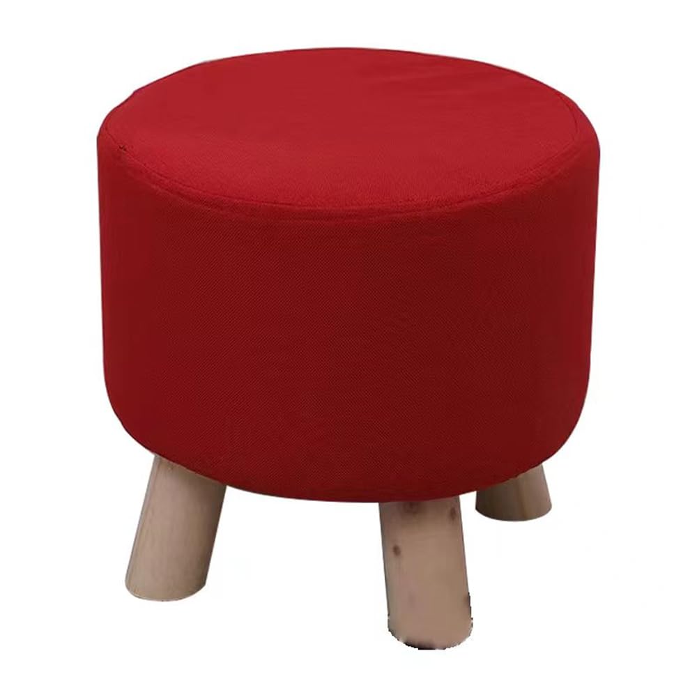 Packingoutlet Upholstered Footstool with Wooden Legs - Small Ottoman for Living Room, Bedroom, or Kids' Room