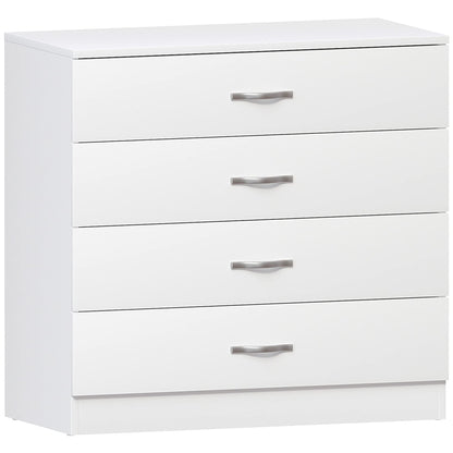 Vida Designs White Chest of Drawers, 4 Drawer Metal Handles Runners Anti-Bowing Support Furniture