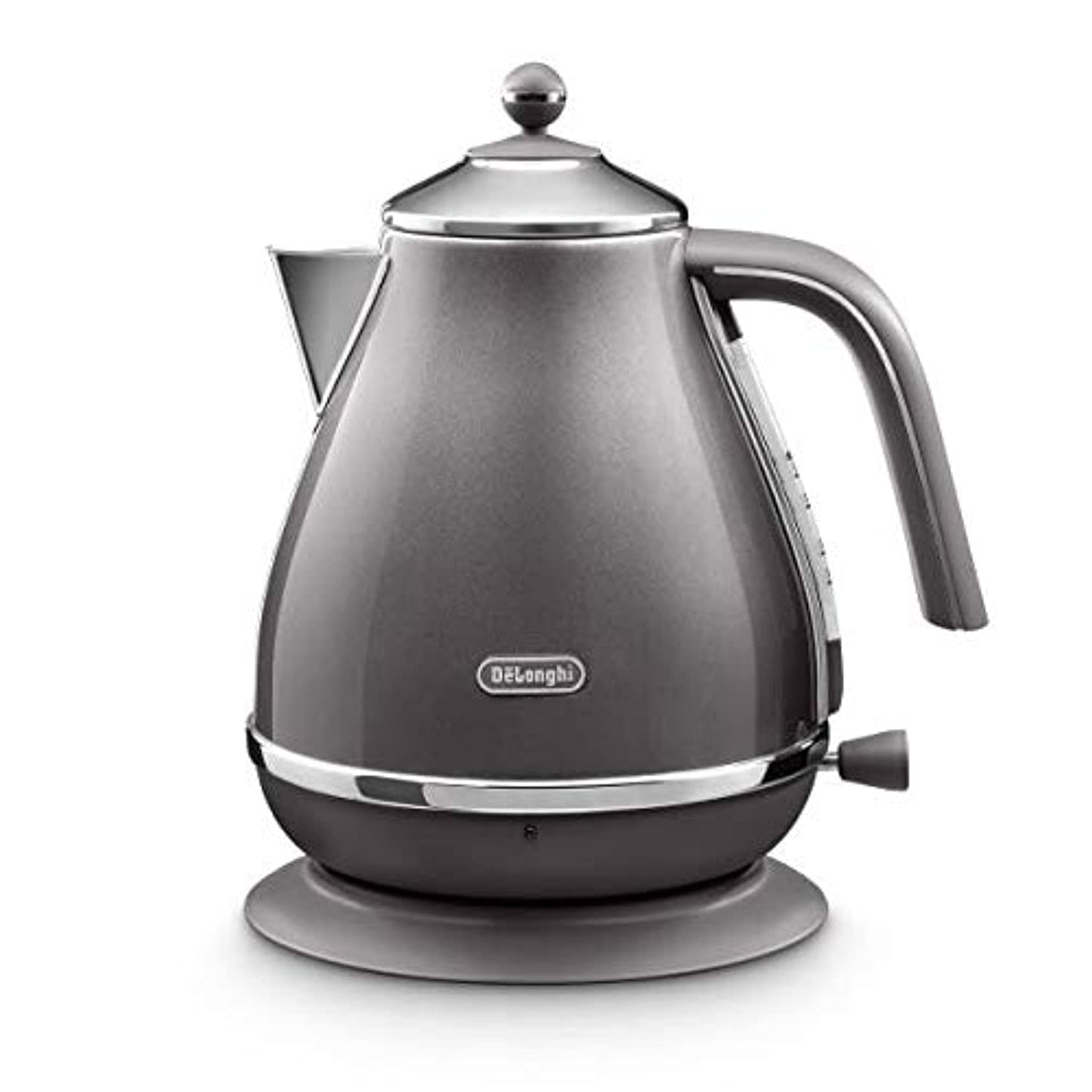 De'Longhi Icona Capitals Grey Vintage Style Kettle, 1.7 L Capacity with Water Level Indicator, 360 Swivel Base, Anti-Slip Feet, Soft Opening Lid, Premium Stainless Steel, KBOT3001.GY