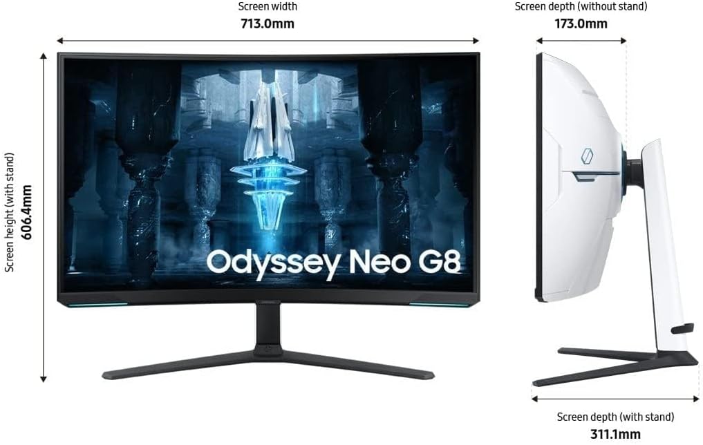 Samsung 32" Odyssey Neo G8 BG850, 4K Curved Gaming Monitor With 240Hz Refresh Rate &1ms Response Time, AMD FreeSync Premium Pro, Quantum HDR 2000 - LS32BG850NMXUE