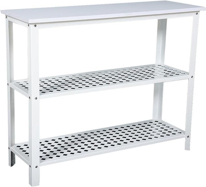 RIGID Console Table | Corner End Table with Stainless Steel Frame and Glass Top for Living Room, Office