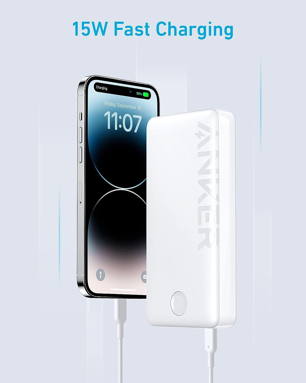 Anker Portable Charger, 20,000mAh Power Bank, Battery Pack with 2-Port, 15W High-Speed Charging for iPhone 15/15 Plus/15 Pro/15 Pro Max, 14/13/12 Series, Samsung Galaxy, and More (white)) - CaveHubs