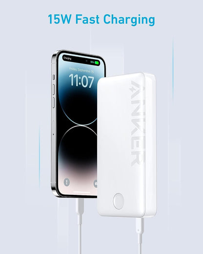 Anker Portable Charger, 20,000mAh Power Bank, Battery Pack with 2-Port, 15W High-Speed Charging for iPhone 15/15 Plus/15 Pro/15 Pro Max, 14/13/12 Series, Samsung Galaxy, and More (white)) - CaveHubs