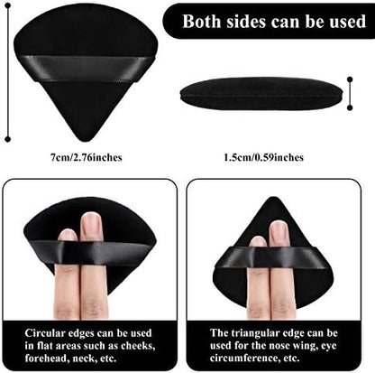 Maitys Powder Puff Face Triangle Makeup Puff for Loose Powder Soft Body Cosmetic Foundation Sponge Mineral Powder Wet Dry Makeup Tool (Black, White, Small) - 12 Count (Pack of 1)