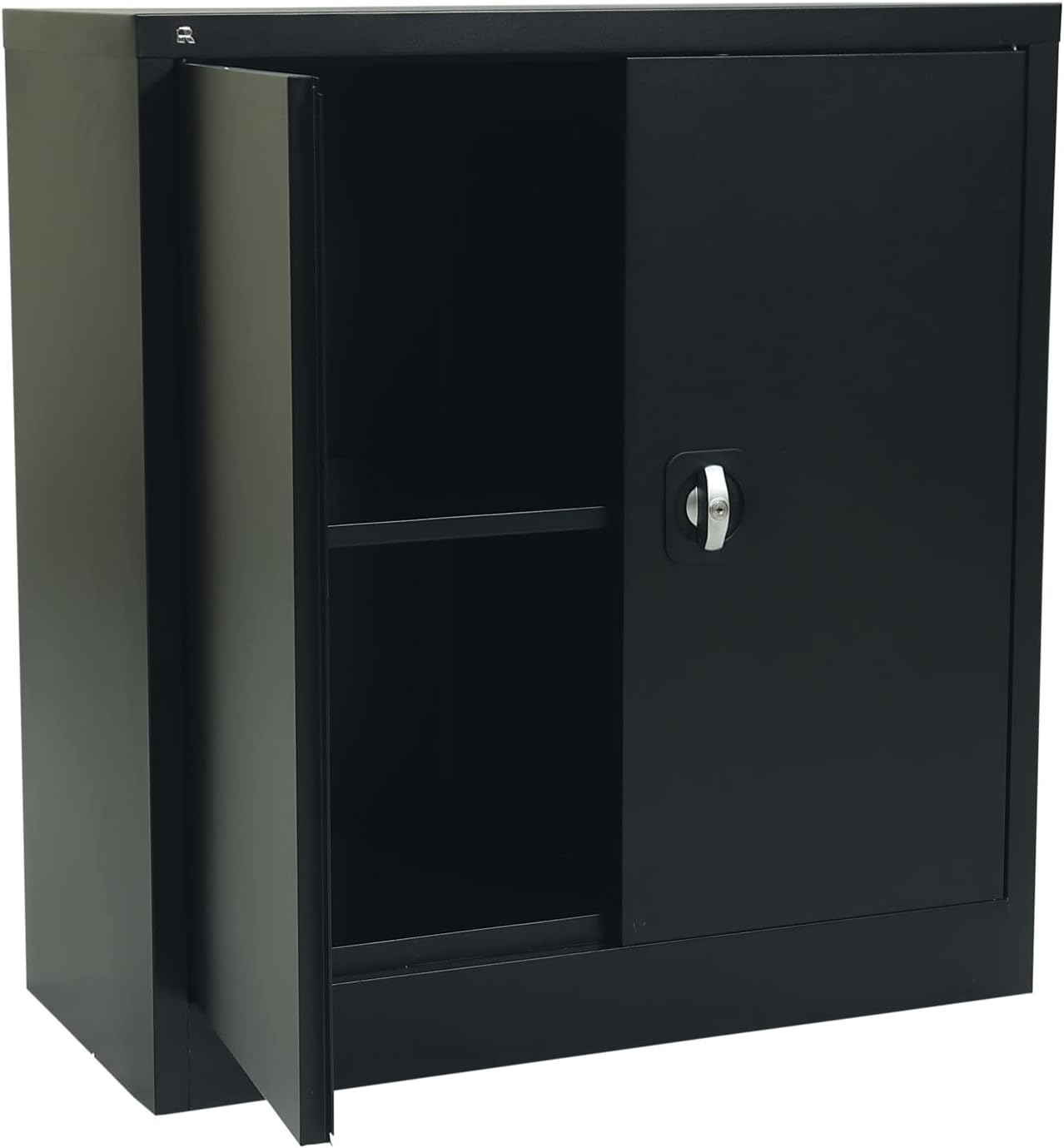 RIGID Office Cupboard Low Height, Steel Filing Cupboard, Cabinet with Shelves Storage Compartment (White)