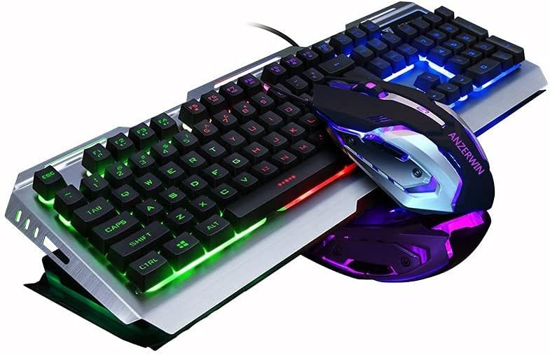 Smilee Gaming Keyboard and Mouse Combo Large Mouse Pad Mechanical Feel RGB Backlit 3200 DPI Mouse for Windows PC (Keyboard and Mouse Set) (Black Yellow)