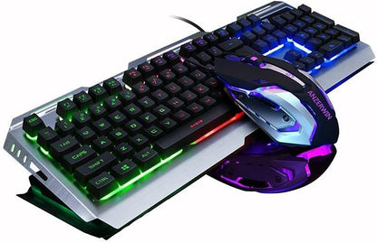 Smilee Gaming Keyboard and Mouse Combo Large Mouse Pad Mechanical Feel RGB Backlit 3200 DPI Mouse for Windows PC (Keyboard and Mouse Set) (Black Yellow)