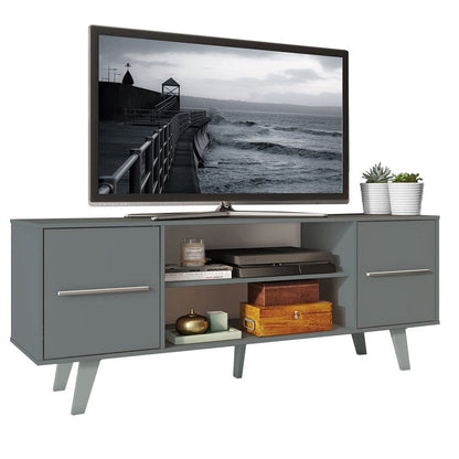 MADESA TV Stand with Storage Space and Cable Management, for TVs up to 55 Inches, Wood, 136 W x 54 H x 39 D Centimeters - Grey