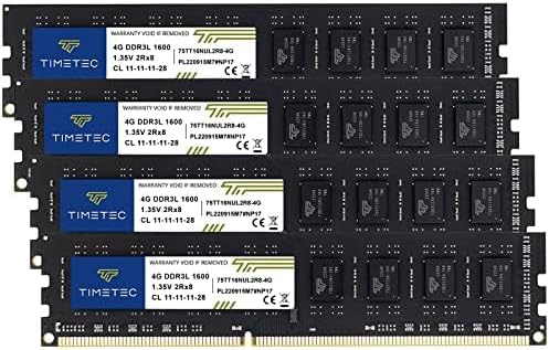 Timetec 16GB KIT(2x8GB) DDR3L / DDR3 1600MHz (DDR3L-1600) PC3L-12800 / PC3-12800 Non-ECC Unbuffered 1.35V/1.5V CL11 2Rx8 Dual Rank 240 Pin UDIMM Desktop PC Computer Memory RAM(SDRAM) Module Upgrade - CaveHubs