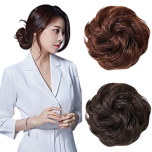 Messy Bun Scrunchie with Elastic Rubber Band, Updo Chignon Donut Ponytail Hairpiece,Ponytail Hair Extensions, Synthetic Tousled Hair for lady (#1)