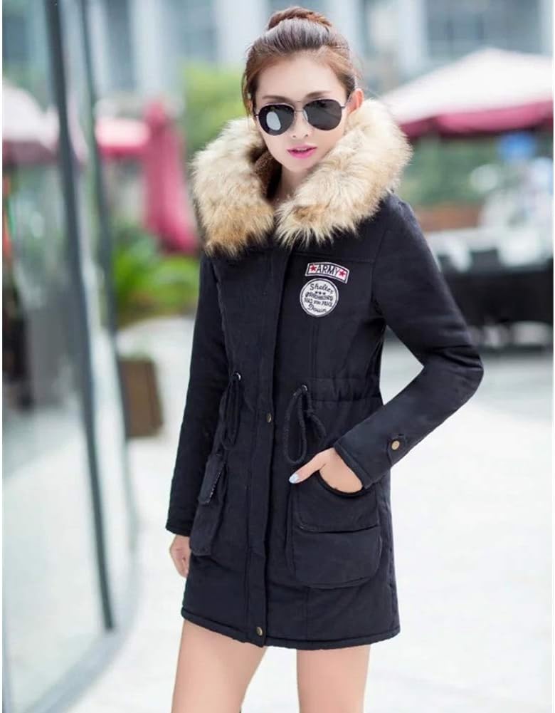 Yudesundo Down Padded Jackets for Women - Parka Winter Wear Overcoat Warm Waist Slim Fit Full Zipped Casual Faux Fur Lined Long Jackets