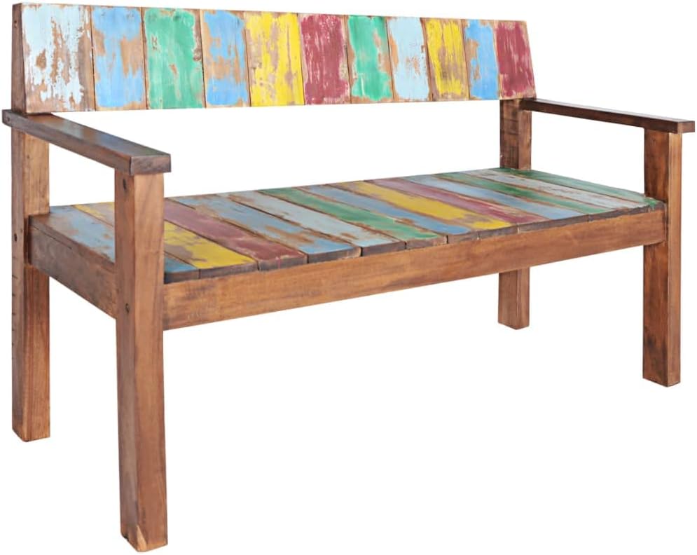 vidaXL Bench 115 cm Solid Reclaimed Wood Indoor Outdoor Furniture Accessories Set Wooden Hallway Sofa Entryway Bench Unit Multicolour