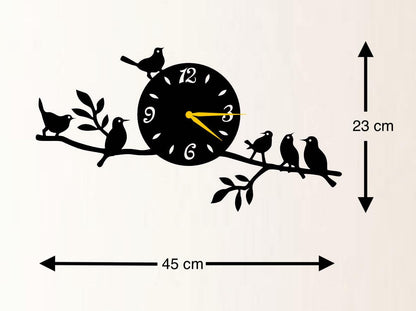 Genérico Black Glass Wall Clock (Birds)