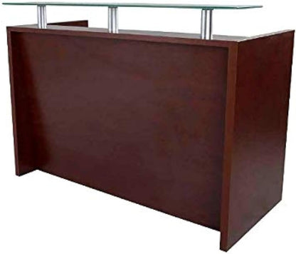 Mahmayi REC-2 Designer Reception Desk For Office Space, Front Office Desk (White-Coco Bolo)