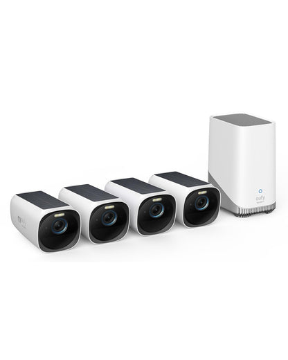 eufy Security eufyCam 3 3-Cam Kit, Security Camera Outdoor Wireless, 4K Camera with Integrated Solar Panel, Forever Power, Face Recognition AI, Expandable Local Storage up to 16TB, No Monthly Fee