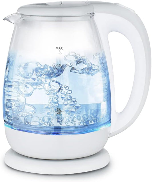 AquaFalcon Electric Kettle - 1.8L Hot Water Boiler - Glass Tea kettle with Wide Opening and Led Indicator, Auto Shut-Off and Boil-Dry Protection