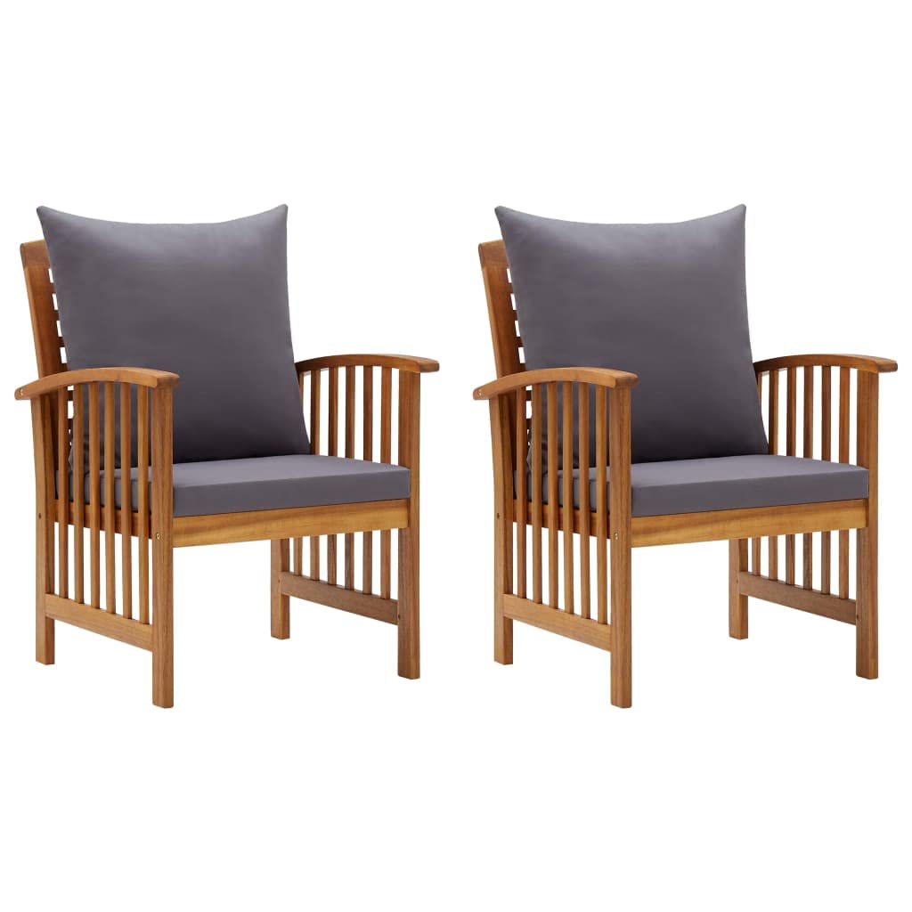 vidaXL 2x Solid Acacia Wood Garden Chairs Furniture Wooden Outdoor Seating Patio Terrace Seat Dining Dinner Slatted Chairs Armchair Set