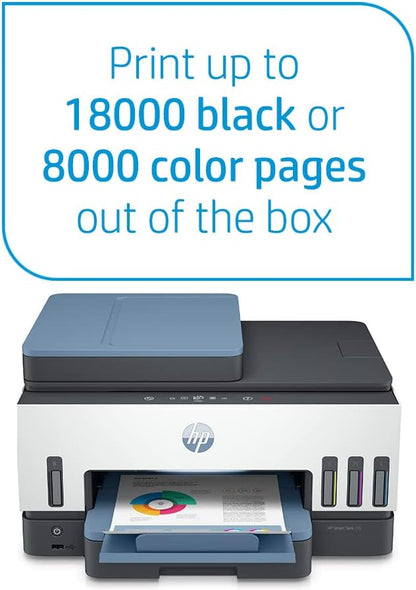 HP Smart Tank 725 All-in-One Printer wireless, Print, Scan, Copy, Auto Duplex Printing, Print up to 18000 black or 8000 color pages, White/Blue [28B51A], Standard - CaveHubs