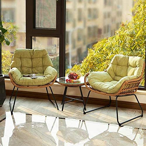 Ex Home Wicker Chair Three-piece Leisure Balcony High-elastic Cushion Table And Chairs Simple Small Coffee Table Combination YL-15 (296)