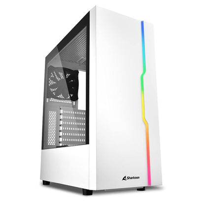 Sharkoon RGB Slider ATX PC Case, Tempered glass, compatible with Mini-ITX, Micro-ATX, ATX, 7 Expansion slots, 14 Modes addressable RGB - White