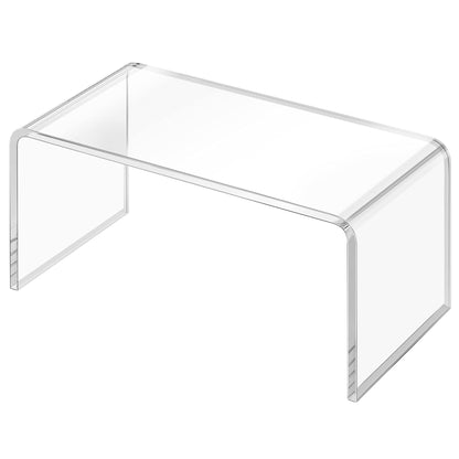 BPA Clear Side Table & Small Coffee Table, Stylish Sofa Table with Rounded Edges, Acrylic Waterfall Living Room Tables, Modern Side Tables Bedroom or Living Room Furniture Sets/ 32"L x 16"W x 16"H