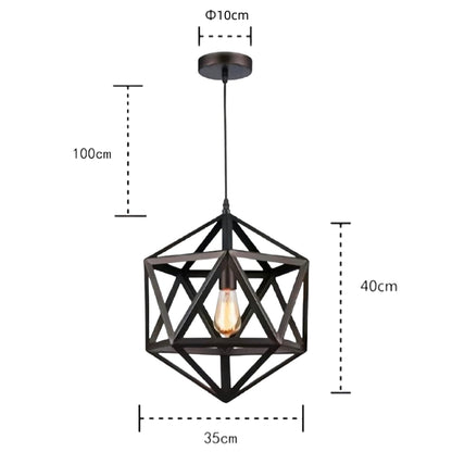 HUA QIANG WANG Industrial Pendant Light Diamond Shape 1-Light Adjustable Height Black Metal Hanging Lamp Vintage Farmhouse Ceiling Light Fixture for Kitchen Island Dining Room Living Room Bedroom