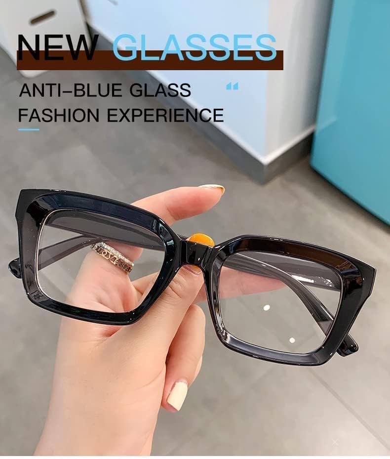 Classic Non-prescription Clear Lens Eyeglasses for Women, 2Pcs Fashion Vintage Square Frame Fake Eyeglasses, Anti-Blue Full Frame Retro Simple Frame Glasses for Travel Holiday