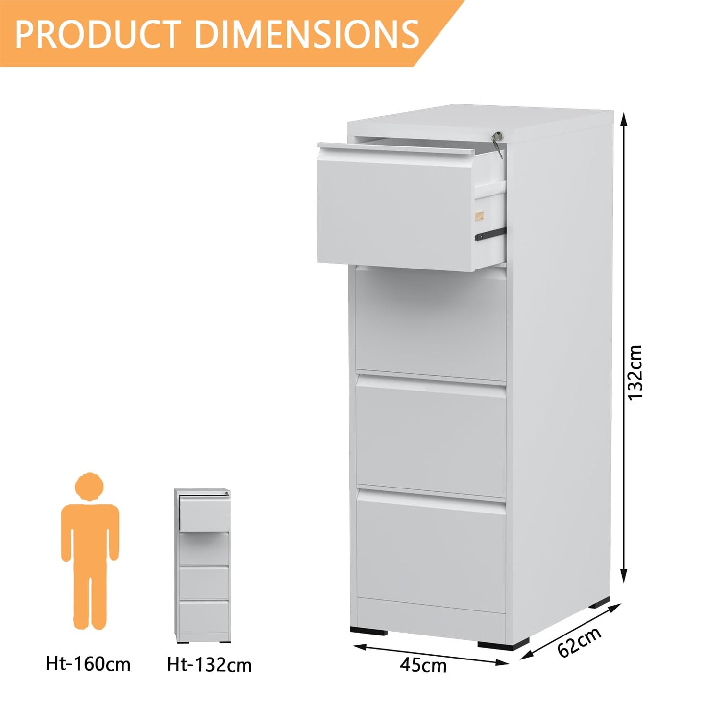 Mahmayi Godrej OEM File Cabinet with Lock Large Storage steel Cabinet, Metal Portable Cabinet with 4 Drawer, VST3 - drawer steel