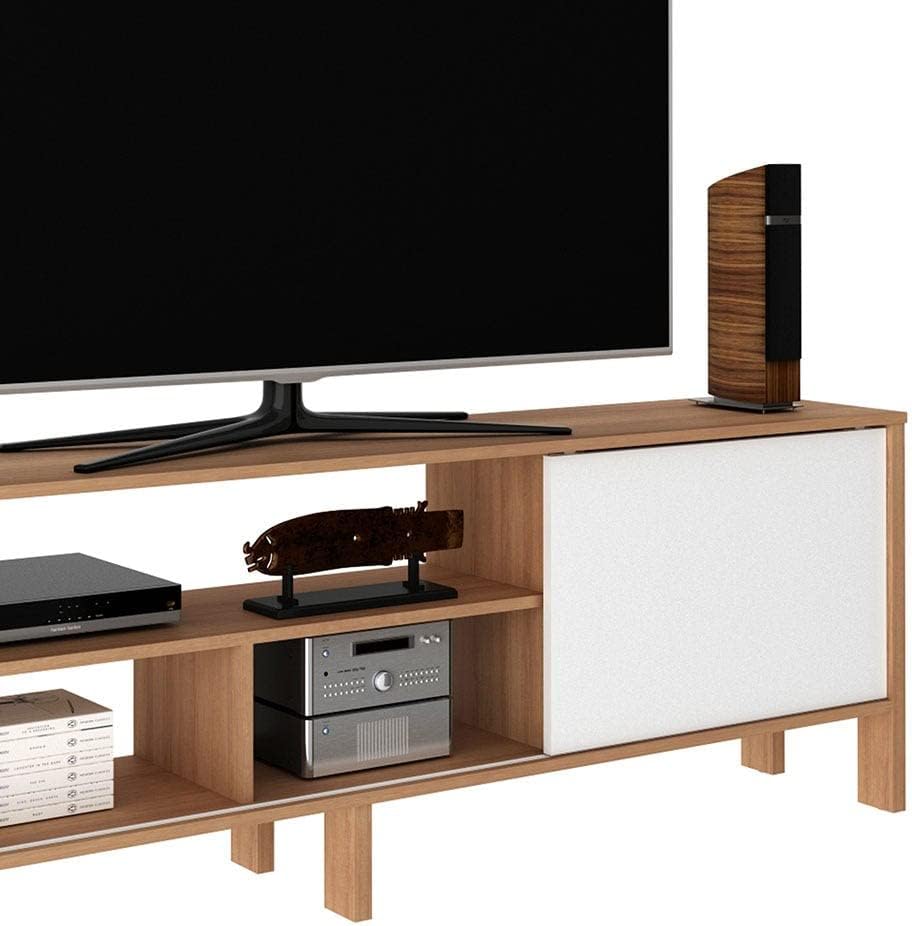 Danube Home Cedro TV Cabinet For Up To 70 Inches TV I Entertainment Modern Design Wall Unit Furniture I Wooden TV Stand For Living Room, Bedroom | TV Rack L183xW30xH56 cm - Almond/White