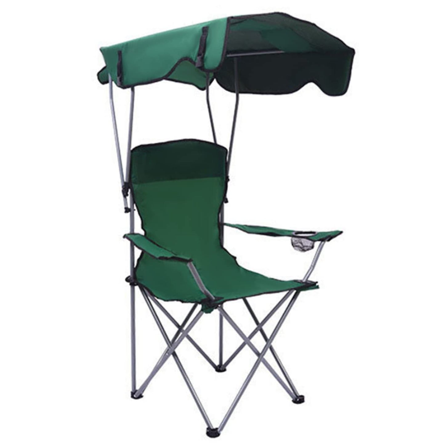 Beauenty Foldable Camping Chair with Armrests Outdoor Beach Chair With sunshade Perfect for Beach,go fishing，barbecue，Lawn，Picnic (green)