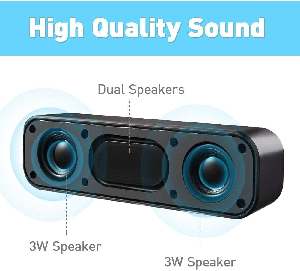 Computer Speaker, DELFINO USB Powered Speaker, Portable Computer Sound Bar, Bar-Plug and Play, Compatible with Various Devices System, for Desktop, Windows Pcs, Laptop