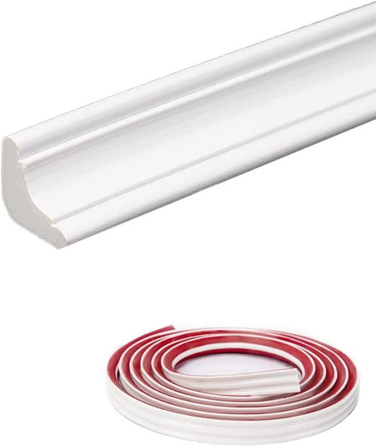 PVC Quadrant Trim,Skirting Board,Moulding Trim,Plastic Wall Corner Decoration Edging Strip Self Adhesive,Caulk Strip,Laminate Beading Anti-Mold Skirting Board,(5 Meters Long,27mm*20mm)