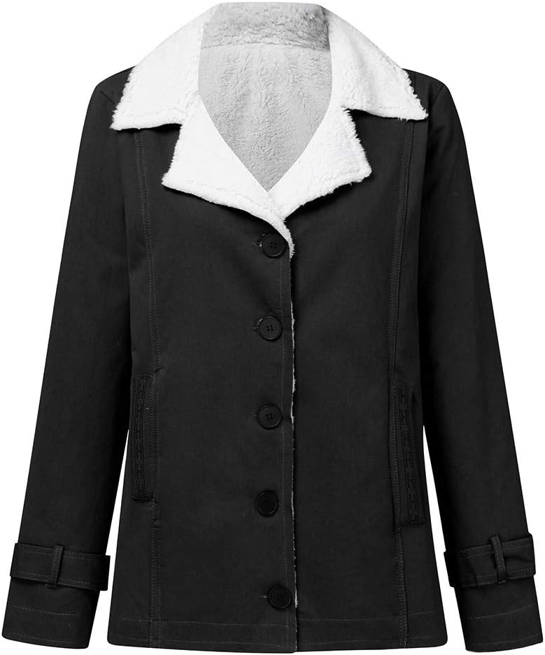 Women Winter Cardigan Jacket Coat, Ladies Solid Long Sleeve Plus Size Plush Warm Overcoat Outwear, 1859, Black